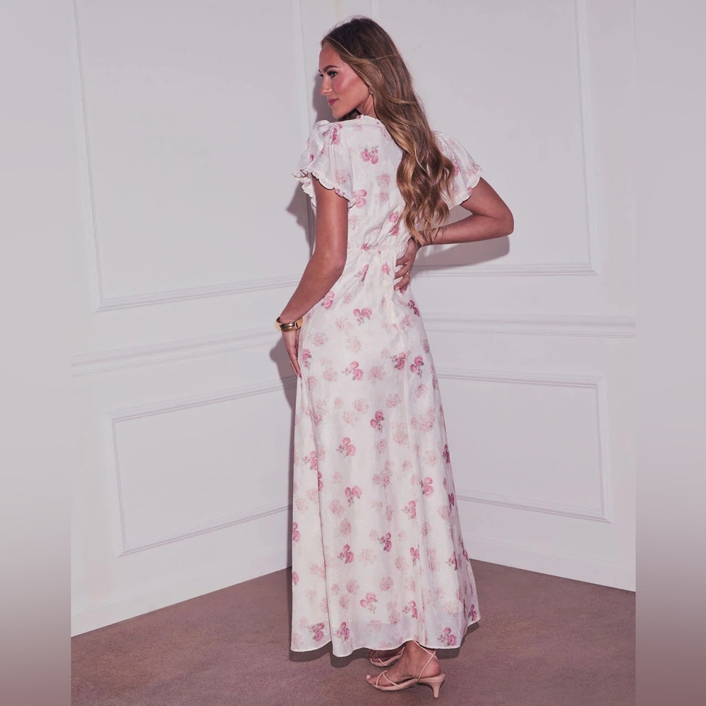 Vici White and Pink Floral Maxi Dress: Lorrie Floral Jacquard Maxi Dress - Picture 2 of 5